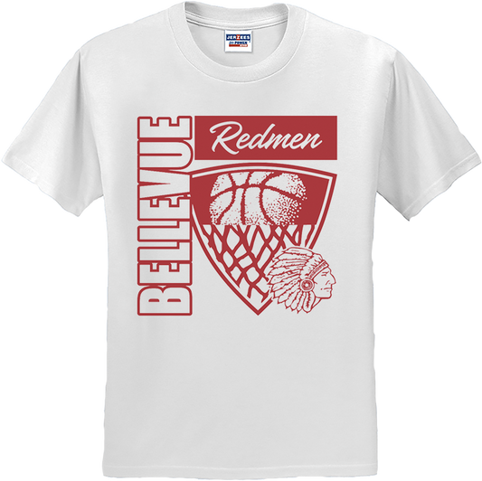 Bellevue Redmen Hoops Hero (red)  - Jerzees® - Youth Dri-Power® 50/50 Cotton/Poly T-Shirt - 29B