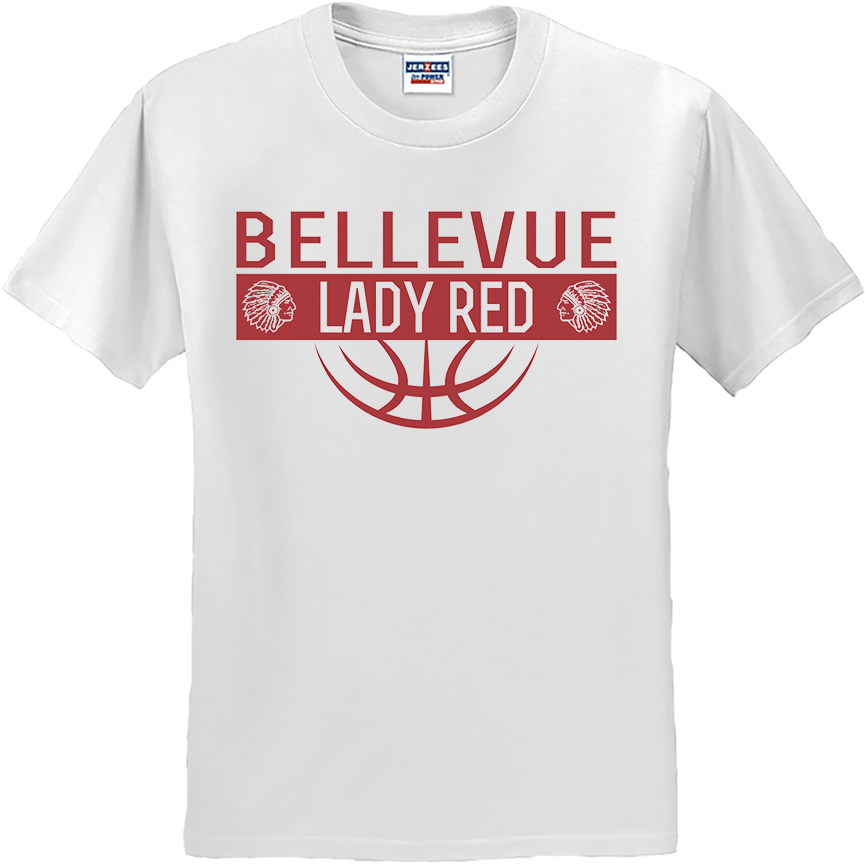 Bellevue Lady Red Ball (red) - Jerzees® - Dri-Power® 50/50 Cotton/Poly T-Shirt - 29B / 29M