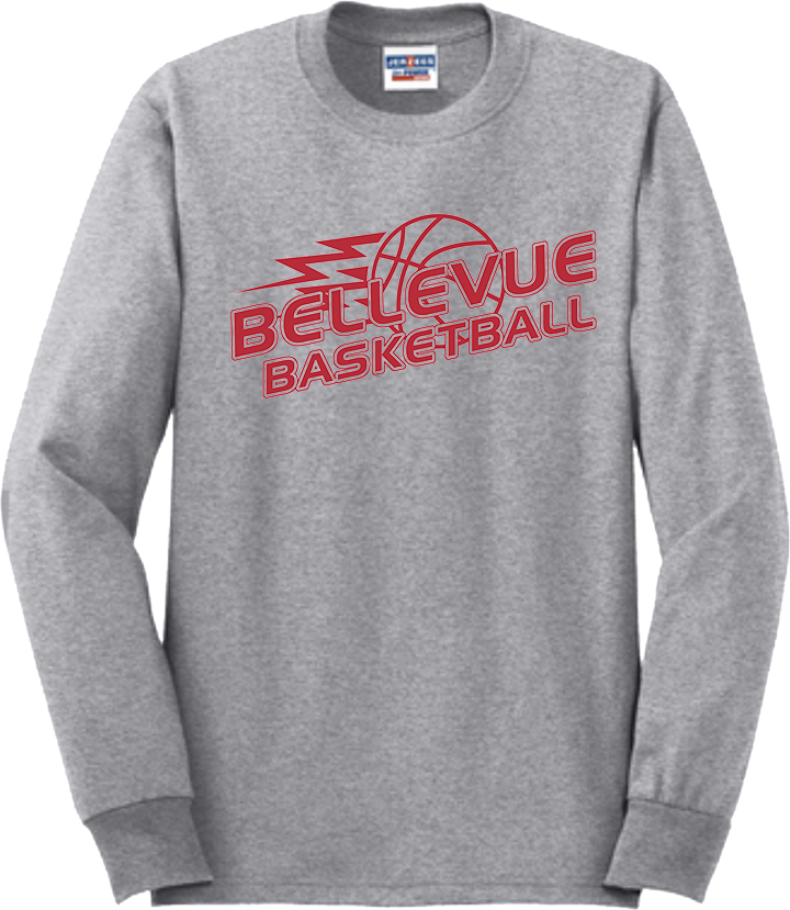 Bellevue Basketball Lightning - Jerzees® - Adult Dri-Power® 50/50 Cotton/Poly Long Sleeve T-Shirt- 29LS