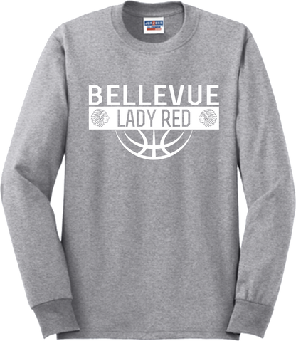 Bellevue Lady Red Ball (all white) - Jerzees® - Adult Dri-Power® 50/50 Cotton/Poly Long Sleeve T-Shirt- 29LS