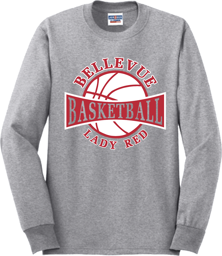 Bellevue Lady Red Basketball - Jerzees® - Adult Dri-Power® 50/50 Cotton/Poly Long Sleeve T-Shirt- 29LS