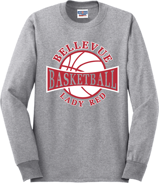 Bellevue Lady Red Basketball - Jerzees® - Adult Dri-Power® 50/50 Cotton/Poly Long Sleeve T-Shirt- 29LS