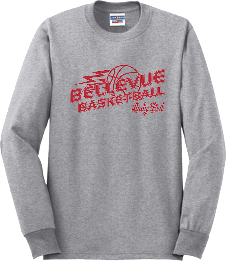 Bellevue Lady Red Basketball Lightning - Jerzees® - Adult Dri-Power® 50/50 Cotton/Poly Long Sleeve T-Shirt- 29LS