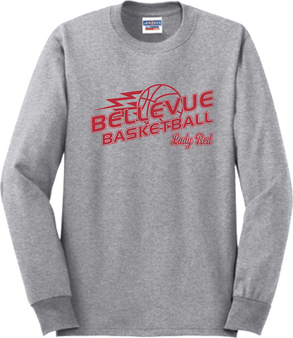 Bellevue Lady Red Basketball Lightning - Jerzees® - Adult Dri-Power® 50/50 Cotton/Poly Long Sleeve T-Shirt- 29LS