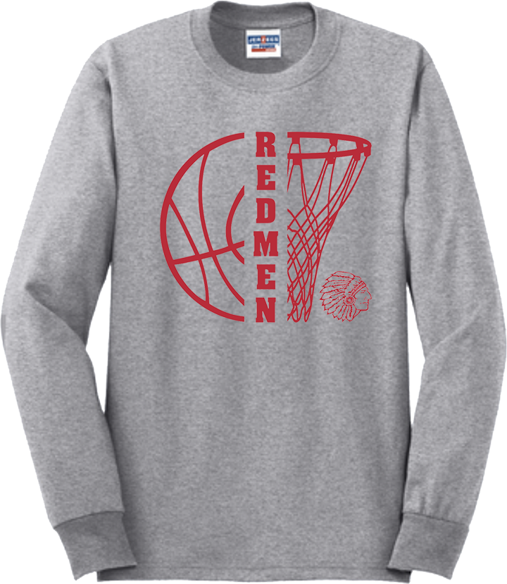 Bellevue Redmen Hoops Split - Jerzees® - Adult Dri-Power® 50/50 Cotton/Poly Long Sleeve T-Shirt- 29LS