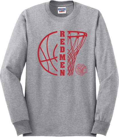 Bellevue Redmen Hoops Split - Jerzees® - Adult Dri-Power® 50/50 Cotton/Poly Long Sleeve T-Shirt- 29LS