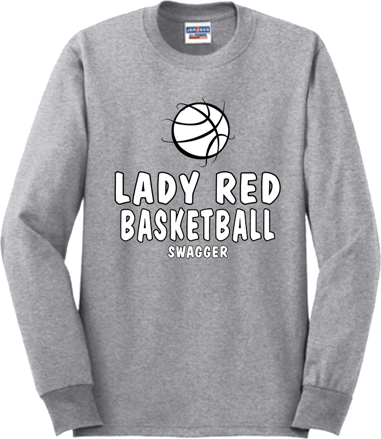 Bellevue Lady Red Basketball Swagger - Jerzees® - Adult Dri-Power® 50/50 Cotton/Poly Long Sleeve T-Shirt- 29LS