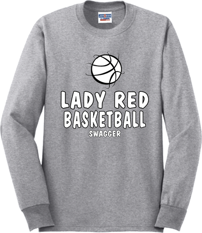 Bellevue Lady Red Basketball Swagger - Jerzees® - Adult Dri-Power® 50/50 Cotton/Poly Long Sleeve T-Shirt- 29LS