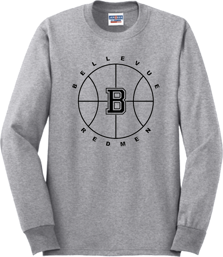 Bellevue Redmen B Ball (black) - Jerzees® - Adult Dri-Power® 50/50 Cotton/Poly Long Sleeve T-Shirt- 29LS