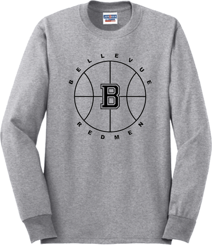 Bellevue Redmen B Ball (black) - Jerzees® - Adult Dri-Power® 50/50 Cotton/Poly Long Sleeve T-Shirt- 29LS