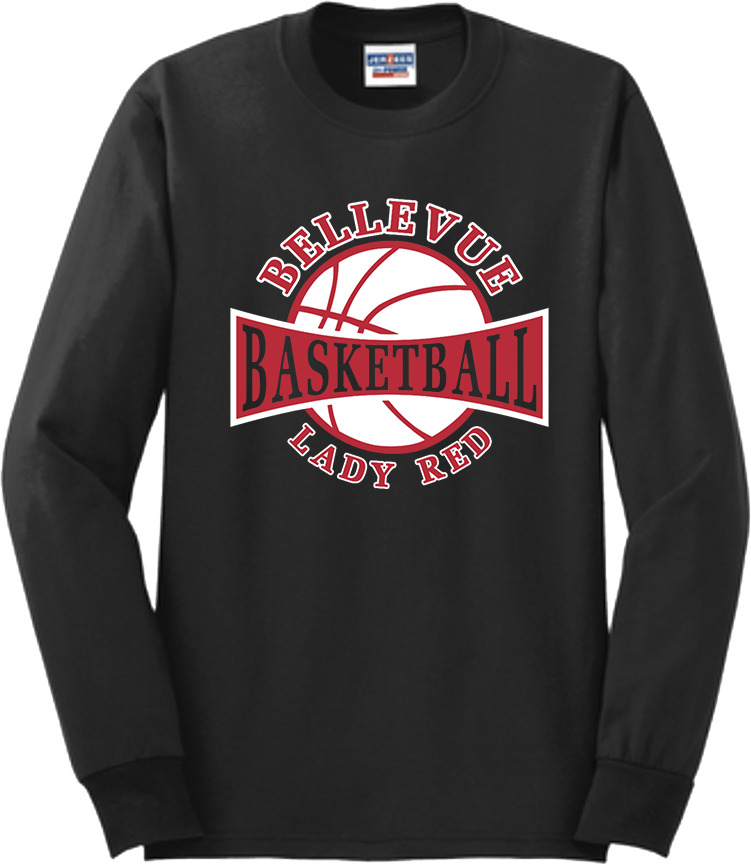 Bellevue Lady Red Basketball - Jerzees® - Adult Dri-Power® 50/50 Cotton/Poly Long Sleeve T-Shirt- 29LS