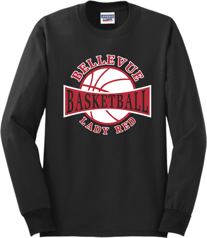 Bellevue Lady Red Basketball - Jerzees® - Adult Dri-Power® 50/50 Cotton/Poly Long Sleeve T-Shirt- 29LS