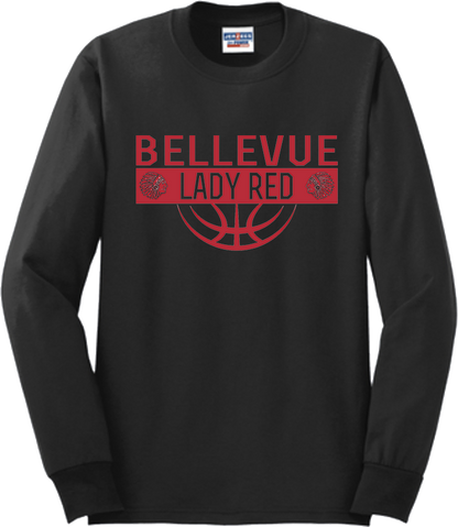 Bellevue Lady Red Ball (red) - Jerzees® - Adult Dri-Power® 50/50 Cotton/Poly Long Sleeve T-Shirt- 29LS