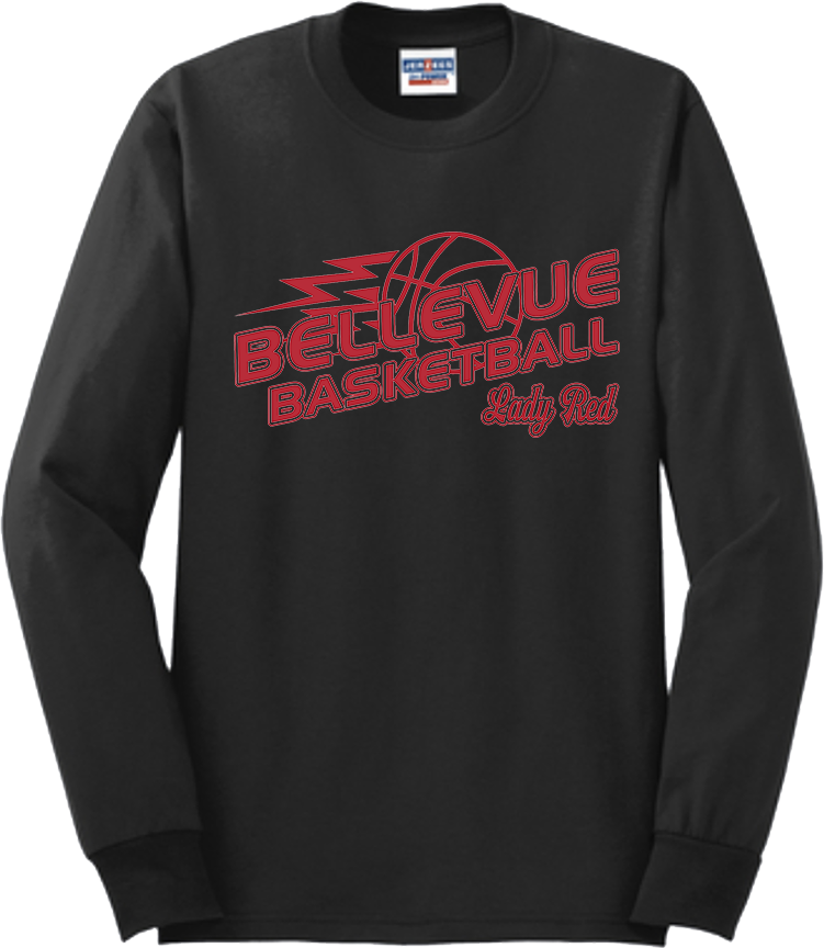 Bellevue Lady Red Basketball Lightning - Jerzees® - Adult Dri-Power® 50/50 Cotton/Poly Long Sleeve T-Shirt- 29LS