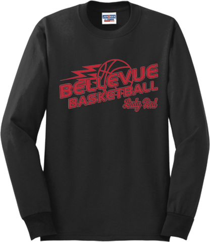 Bellevue Lady Red Basketball Lightning - Jerzees® - Adult Dri-Power® 50/50 Cotton/Poly Long Sleeve T-Shirt- 29LS