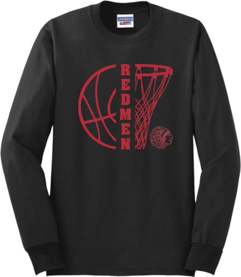 Bellevue Redmen Hoops Split - Jerzees® - Adult Dri-Power® 50/50 Cotton/Poly Long Sleeve T-Shirt- 29LS