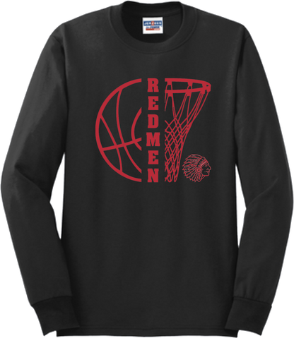 Bellevue Redmen Hoops Split - Jerzees® - Adult Dri-Power® 50/50 Cotton/Poly Long Sleeve T-Shirt- 29LS