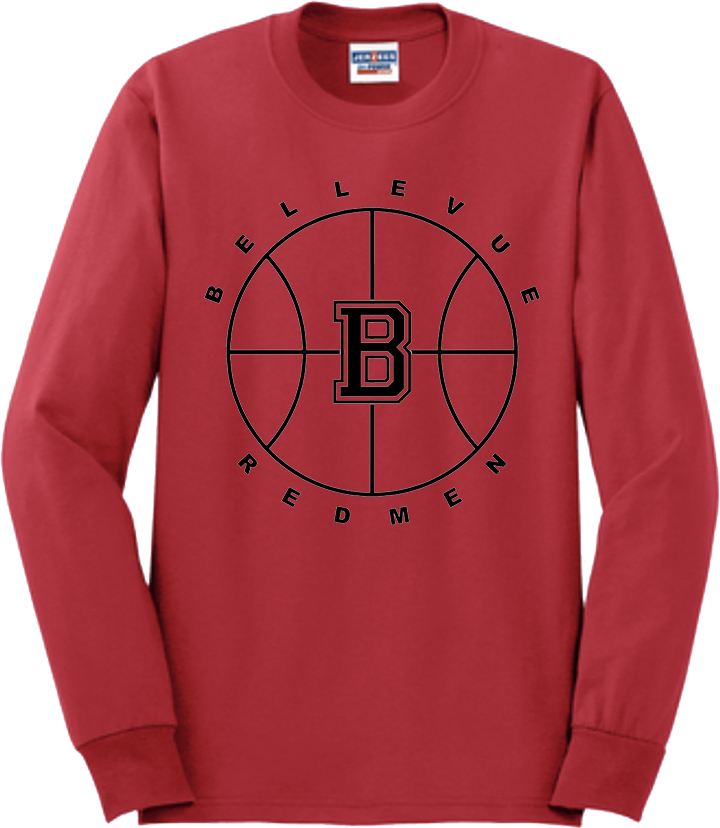 Bellevue Redmen B Ball (black) - Jerzees® - Adult Dri-Power® 50/50 Cotton/Poly Long Sleeve T-Shirt- 29LS