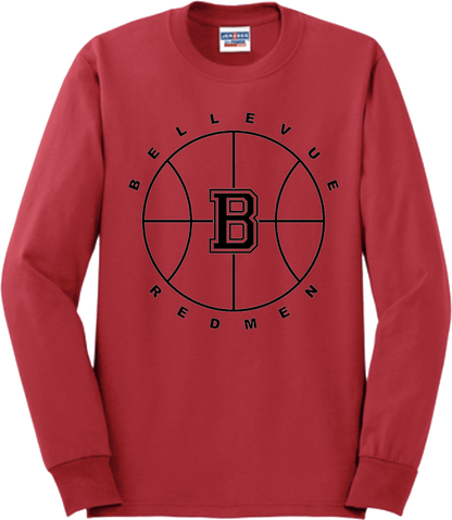 Bellevue Redmen B Ball (black) - Jerzees® - Adult Dri-Power® 50/50 Cotton/Poly Long Sleeve T-Shirt- 29LS