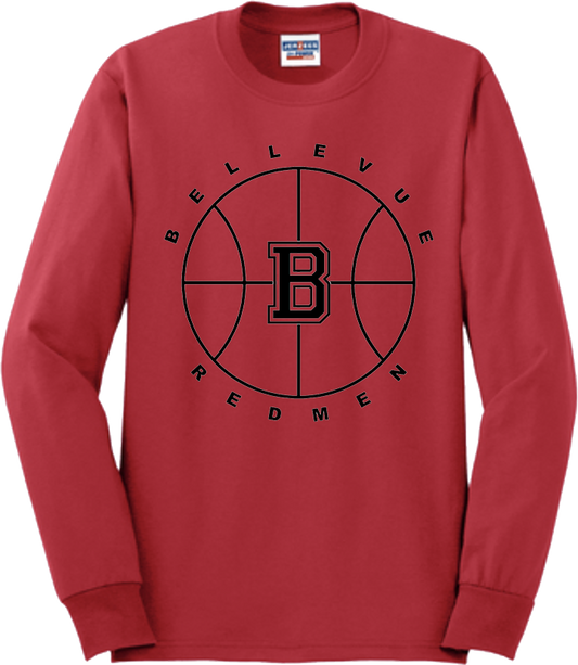 Bellevue Redmen B Ball (black) - Jerzees® - Adult Dri-Power® 50/50 Cotton/Poly Long Sleeve T-Shirt- 29LS