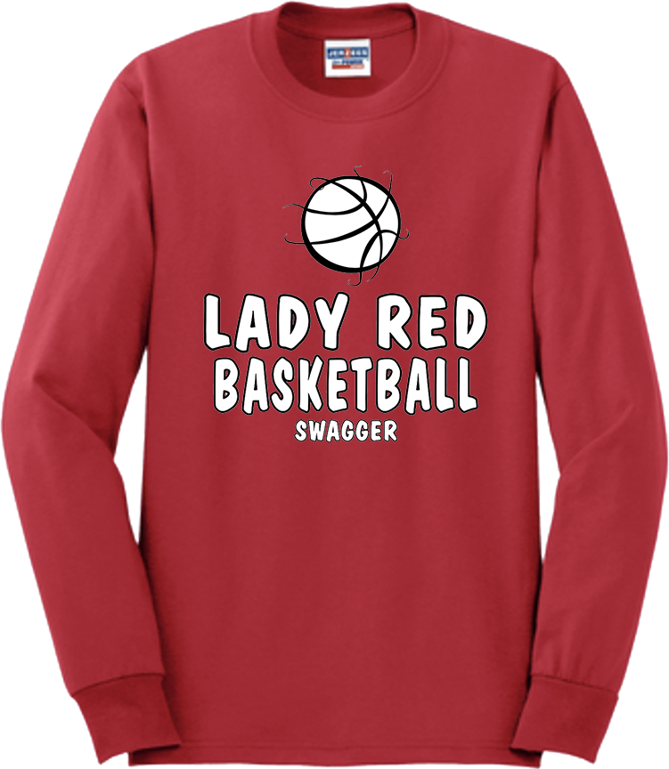 Bellevue Lady Red Basketball Swagger - Jerzees® - Adult Dri-Power® 50/50 Cotton/Poly Long Sleeve T-Shirt- 29LS