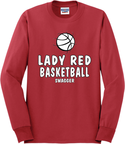 Bellevue Lady Red Basketball Swagger - Jerzees® - Adult Dri-Power® 50/50 Cotton/Poly Long Sleeve T-Shirt- 29LS