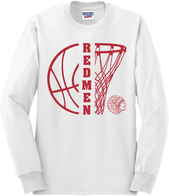 Bellevue Redmen Hoops Split - Jerzees® - Adult Dri-Power® 50/50 Cotton/Poly Long Sleeve T-Shirt- 29LS