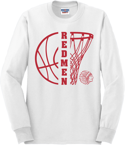 Bellevue Redmen Hoops Split - Jerzees® - Adult Dri-Power® 50/50 Cotton/Poly Long Sleeve T-Shirt- 29LS