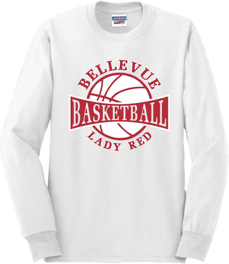 Bellevue Lady Red Basketball - Jerzees® - Adult Dri-Power® 50/50 Cotton/Poly Long Sleeve T-Shirt- 29LS