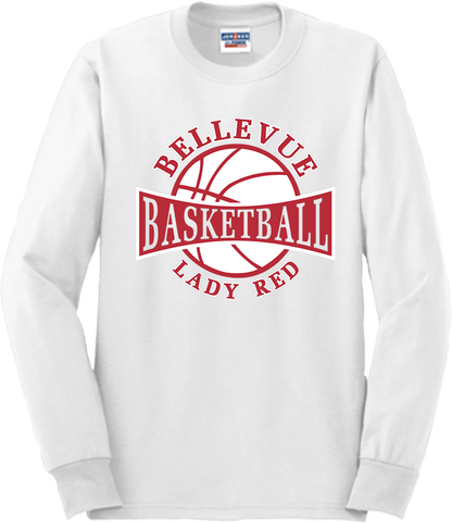 Bellevue Lady Red Basketball - Jerzees® - Adult Dri-Power® 50/50 Cotton/Poly Long Sleeve T-Shirt- 29LS