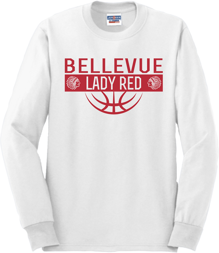 Bellevue Lady Red Ball (red) - Jerzees® - Adult Dri-Power® 50/50 Cotton/Poly Long Sleeve T-Shirt- 29LS