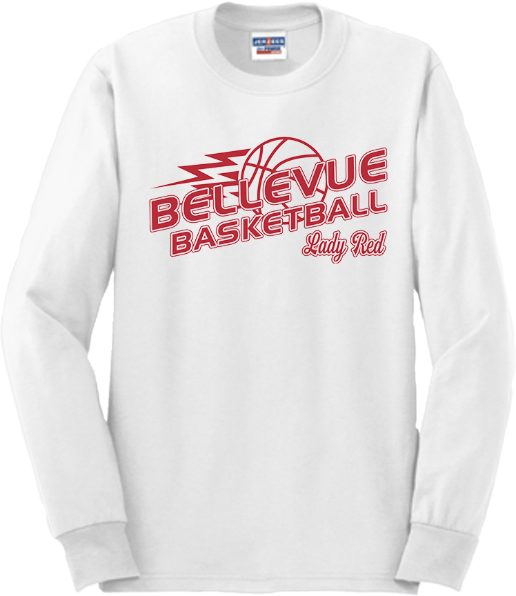 Bellevue Lady Red Basketball Lightning - Jerzees® - Adult Dri-Power® 50/50 Cotton/Poly Long Sleeve T-Shirt- 29LS