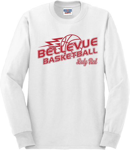 Bellevue Lady Red Basketball Lightning - Jerzees® - Adult Dri-Power® 50/50 Cotton/Poly Long Sleeve T-Shirt- 29LS