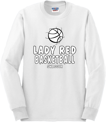 Bellevue Lady Red Basketball Swagger - Jerzees® - Adult Dri-Power® 50/50 Cotton/Poly Long Sleeve T-Shirt- 29LS