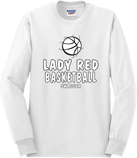 Bellevue Lady Red Basketball Swagger - Jerzees® - Adult Dri-Power® 50/50 Cotton/Poly Long Sleeve T-Shirt- 29LS