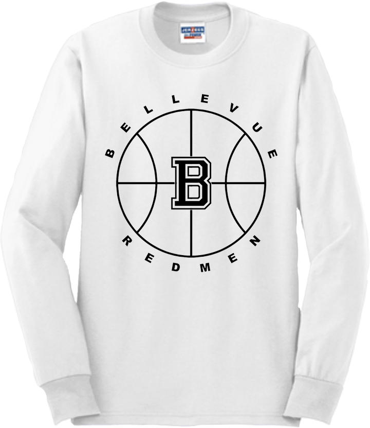 Bellevue Redmen B Ball (black) - Jerzees® - Adult Dri-Power® 50/50 Cotton/Poly Long Sleeve T-Shirt- 29LS