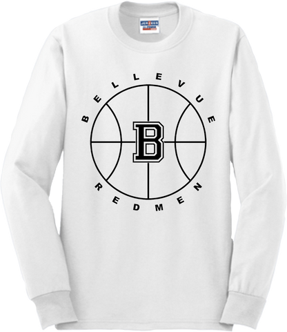 Bellevue Redmen B Ball (black) - Jerzees® - Adult Dri-Power® 50/50 Cotton/Poly Long Sleeve T-Shirt- 29LS