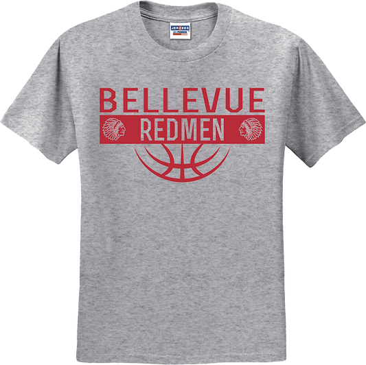 Bellevue Redmen Ball (red) - Jerzees® - Adult Dri-Power® 50/50 Cotton/Poly T-Shirt - 29M