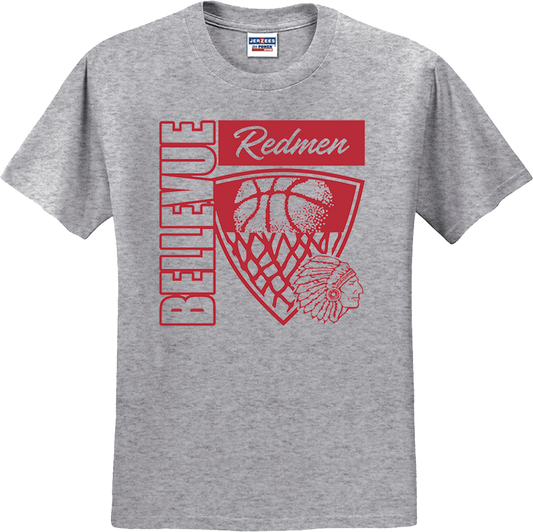 Bellevue Redmen Hoops Hero (red) - Jerzees® - Adult Dri-Power® 50/50 Cotton/Poly T-Shirt - 29M