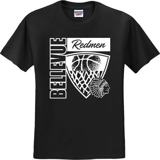 Bellevue Redmen Hoops Hero (all white) - Jerzees® - Adult Dri-Power® 50/50 Cotton/Poly T-Shirt - 29M