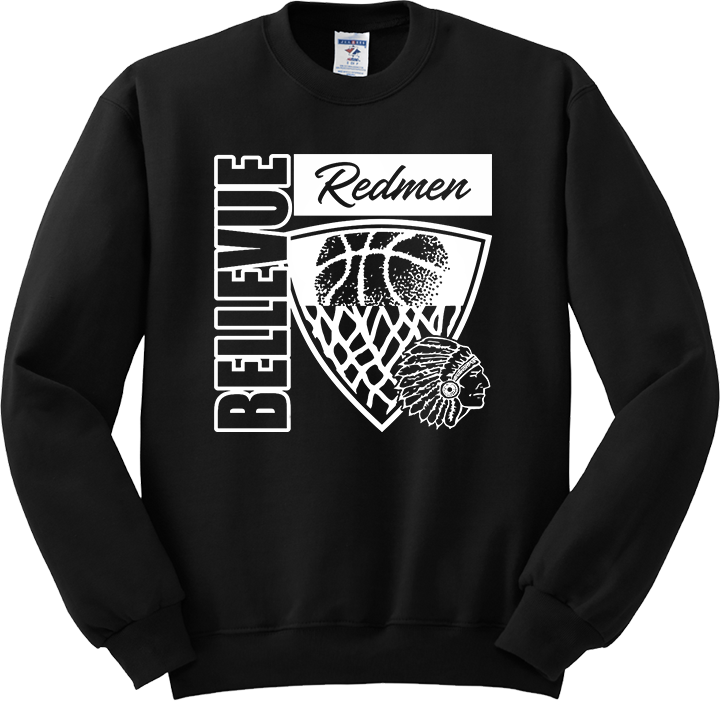 Bellevue Redmen Hoops Hero (all white) - Jerzees® - Youth NuBlend® Crewneck Sweatshirt - 562B