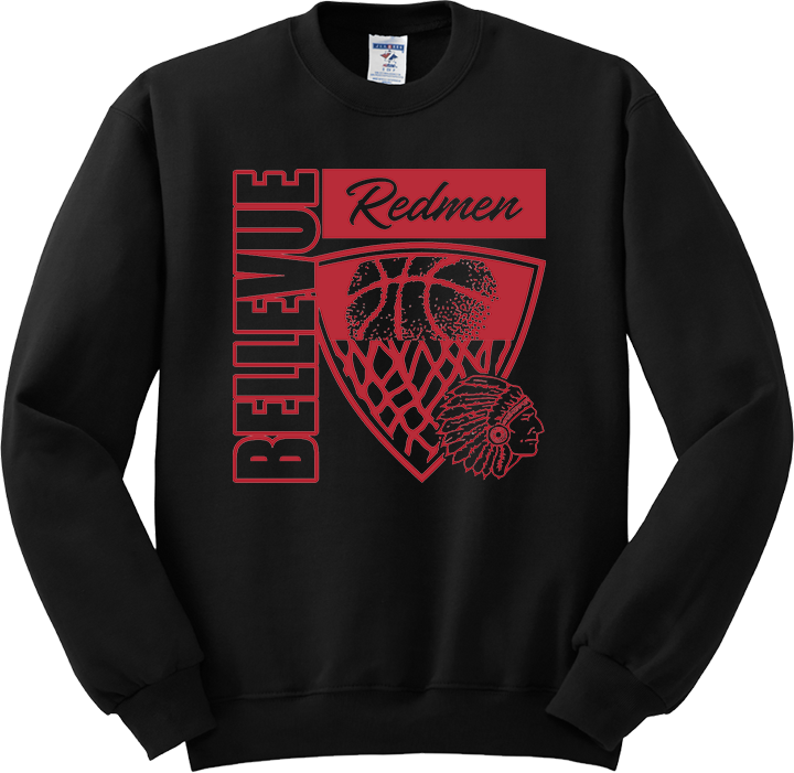 Bellevue Redmen Hoops Hero (red) - Jerzees® - Youth NuBlend® Crewneck Sweatshirt - 562B