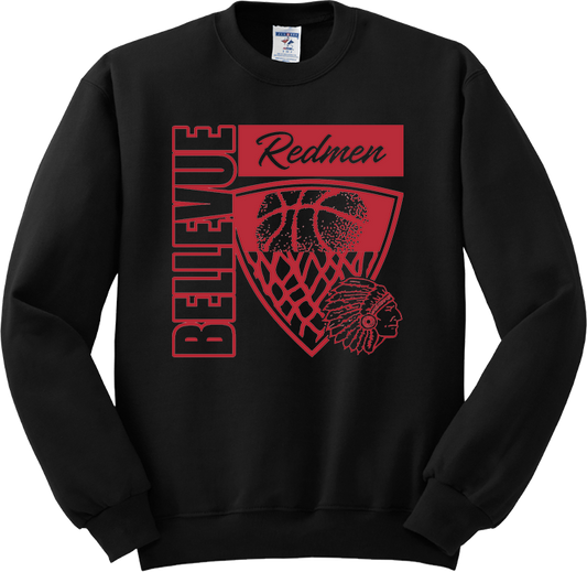 Bellevue Redmen Hoops Hero (red) - Jerzees® - Youth NuBlend® Crewneck Sweatshirt - 562B