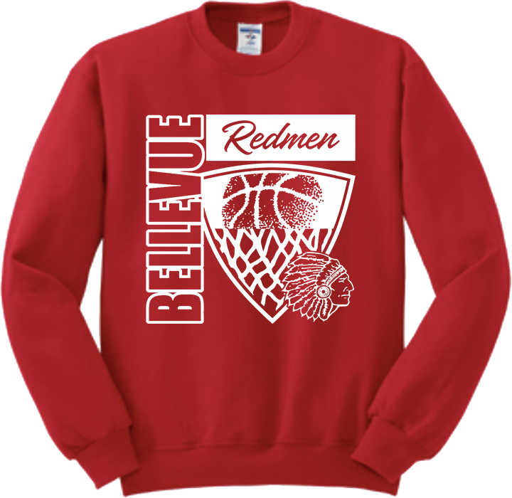 Bellevue Redmen Hoops Hero (all white) - Jerzees® - Youth NuBlend® Crewneck Sweatshirt - 562B