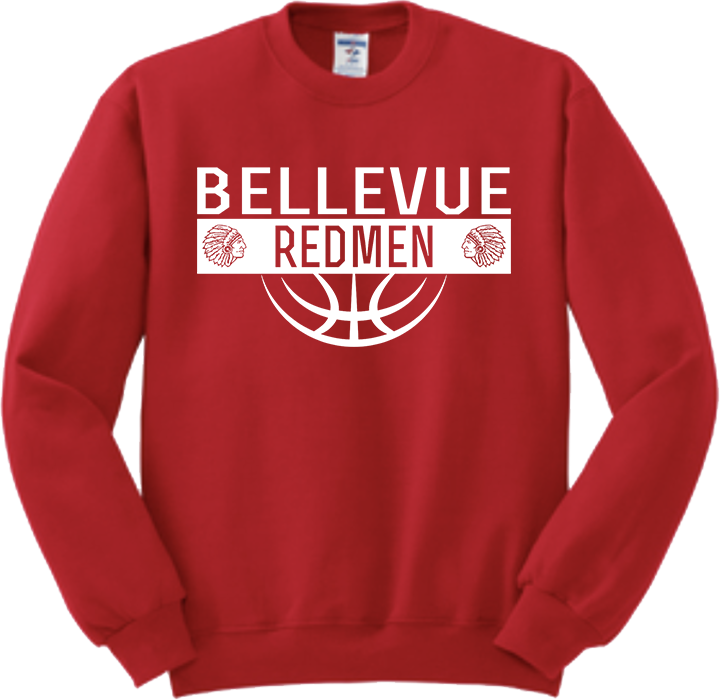 Bellevue Redmen Ball (all white) - Jerzees® - Youth NuBlend® Crewneck Sweatshirt - 562B