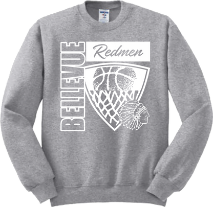 Bellevue Redmen Hoops Hero (all white) - Jerzees® - Adult NuBlend® Crewneck Sweatshirt - 562M