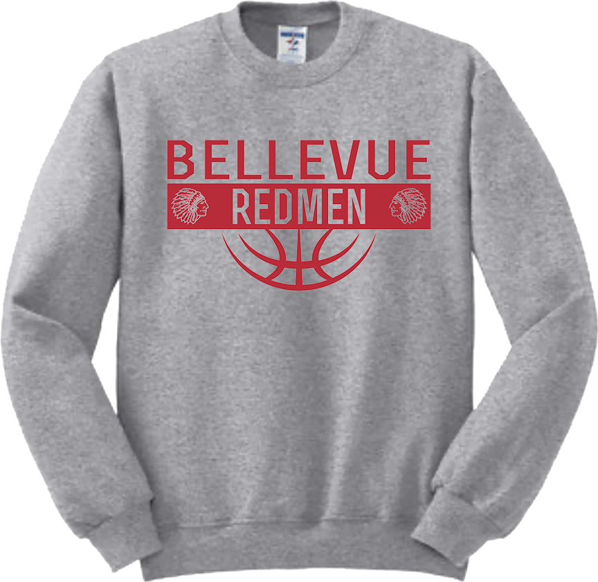 Bellevue Redmen Ball (red) - Jerzees® - Adult NuBlend® Crewneck Sweatshirt - 562M