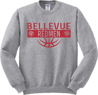 Bellevue Redmen Ball (red) - Jerzees® - Adult NuBlend® Crewneck Sweatshirt - 562M