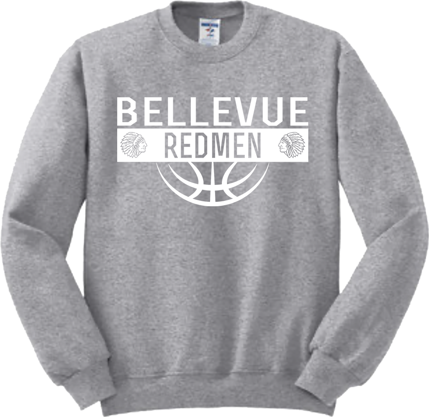 Bellevue Redmen Ball (all white) - Jerzees® - Adult NuBlend® Crewneck Sweatshirt - 562M