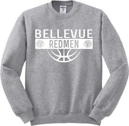 Bellevue Redmen Ball (all white) - Jerzees® - Adult NuBlend® Crewneck Sweatshirt - 562M